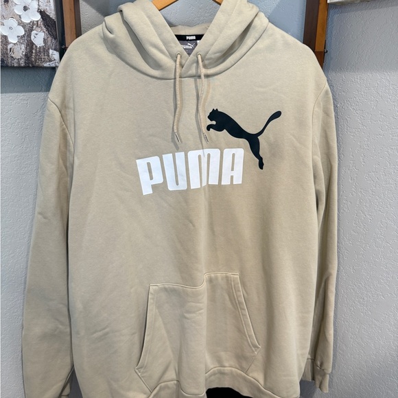 PUMA Men's Beige Hoodie with Logo - Picture 1 of 3